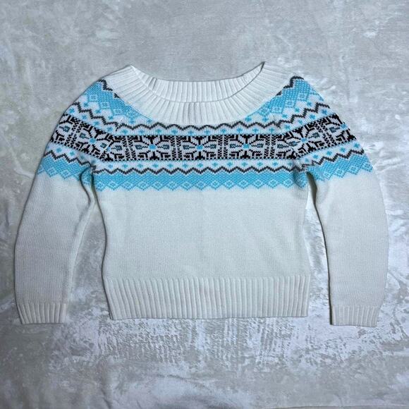 VTG 90's OP Winter Sweater Women's M Nordic Fair Isle Snowflake Ocean Pacific - Picture 1 of 8